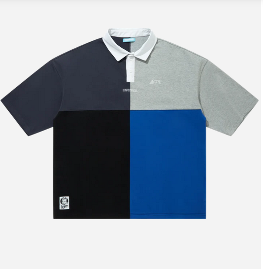 ICECREAM Color Block Split Panel Short Sleeve Polo Shirt