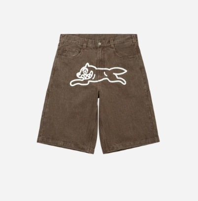 ICECREAM Running Dog Washed Brown Denim Jort Shorts